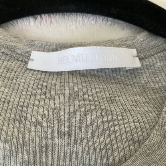 Helmut Lang - Open Cold Shoulder, Runched Side Short Gray Bodycon Dress - Size M - Picture 7 of 10